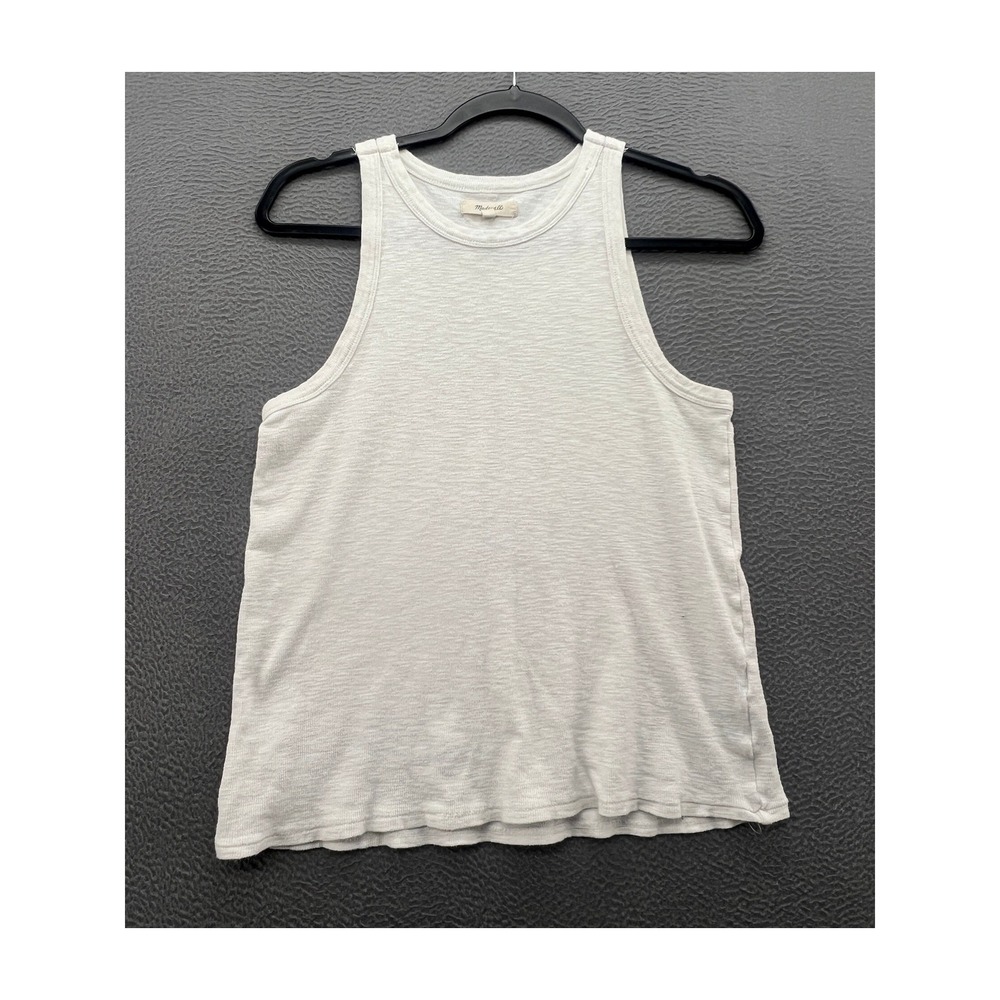 Madewell Tank Top Women's Small Off-White High Neck Slub Cotton Modal